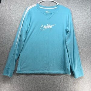 Nike Long Sleeve Tee in Light Blue with White Logo